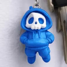 Chaveiro Caveira Mini Boneco Decorativo com Argola Resistente para Mochila e Chaves