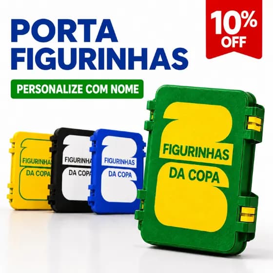 Porta Figurinhas Copa Personalizado Com NOME  | Caixa Organizadora Cards Futebol Colecionável