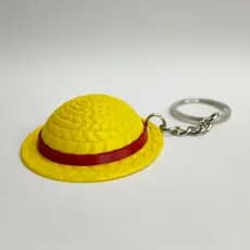 Chaveiro Chapéu Amarelo Anime Estilo One Piece Aventureiro com Argola Metálica