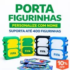 Porta Figurinhas Copa do Mundo Com Nome Personalizado | Caixa Organizadora Cards Futebol Colecionável