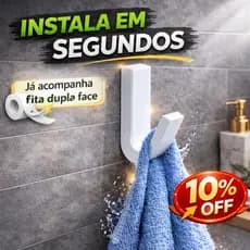 Kit Gancho Suporte Para Toalhas Resistente Com Fita Dupla Face Ideal Pra Roupas Acessórios