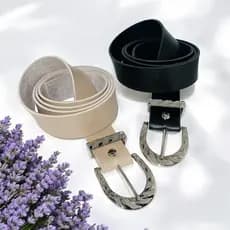 Kit 2 Cintos Feminino Meia Argola Prata com Passante de Metal Moda Rebeca 3 cm de Largura- Largo