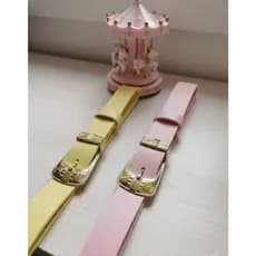 Kit 2 Cintos Infantil Feminino Fivela Quadrada Dourada Tira Média 2,5cm Tons Pasteis - Menina Moda Sol