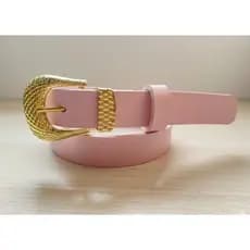 Cinto Infantil Feminino Argola Dourada Tira Média 2 cm Tons Pasteis - Menina Moda Lisa