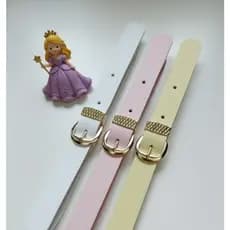Kit 3 Cintos Infantil Feminino  Fivela Redonda Dourada Tira Média 2,5cm Tons Pasteis - Menina Moda Sol