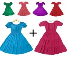 Kit 2 Vestidos Infantil Camponesa Ciganinha Rodado Menina Moda Evangelica Liso SOFIA