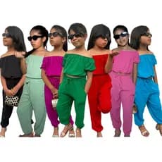 Conjunto Infantil Menina Duna Croped + Calça Jogger Juvenil Verão Blusa Azul Roxo Lilas Verde Moda