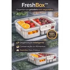 Organizador de Geladeira com Tampa Divisória Porta Frutas Legumes FreshBox Organizador Cozinha