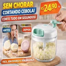 Mini Processador Manual 3 Lâminas – Tritura Alho, Cebola e Legumes em Segundos | Prático e Rápido