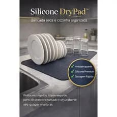 Tapete Escorredor de Louça Silicone Antiderrapante 40cm Secador de Louças Organizador de Pia Cozinha DryPad