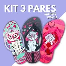 Kit 3 Pares Chinelo Infantil Menina Sandalia Criança Feminina Slim Calçado Feminino Kids Confortável Chinela Macio Leve