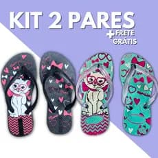 Kit 2 Pares Chinelo Sandália Feminino Infantil Menina Criança Slim Personagem Confortável Kids Macio Leve