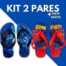 Kit 2 Pares Chinelo Sandalia Masculino Infantil Calçado Menino Criança Confortável Macio Estampas Personagens Masculina