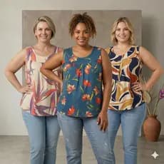 Kit 3 Blusas Feminina Plus Size Regata Senhora Estampada