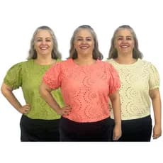 Kit 3 Croppeds Plus Size Laise Moda Feminina Confortavel Lese
