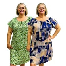 Kit 2 Vestidos Estampados Feminino Plus Size Ciganinha Midi