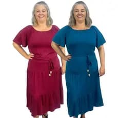 Kit 2 Vestidos Longos Plus Size Moda 3 Marias Confortavel Viscolycra