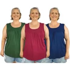 Kit 3 Blusas Femininas Plus Size Regata Senhora Bata Lisa