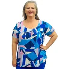 Blusa Feminina Plus Size Moda Evangélica Manga Curta