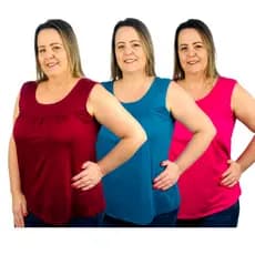 Kit 3 Blusas Feminina Bata Regata Senhora Lisa
