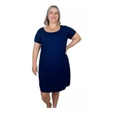 Vestido Feminino Plus Size Midi Manga Curta Moda Evangelica