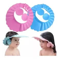 Touca chapéu Banho Bebe Protetora Olhos Ouvidos Ajustável Lavável para auxilio no banho infantil anti shampoo LCartigos