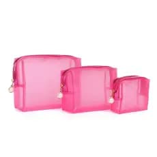 Kit 3 Necessaires de Tela com Zíper, Bolsas de Maquiagem, Moda, Práticas e Essenciais para Viagem