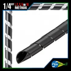 1, 2, 3, 5 ou 10 Metros | 1/4 | Tubo Espiral organizador de cabos | 6,33mm | Preto ou Branco |