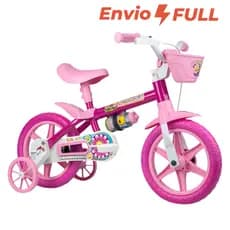 Bicicleta Bike Para Criança 3 A 5 Anos Aro 12 Flower Nathor Infaltil Rosa Com Rodinha