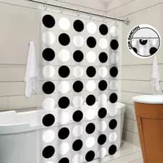 Cortina Box Banheiro Chuveiro c/ Gancho Antimofo Resistente PVC Estampada Retro Bolas Balls