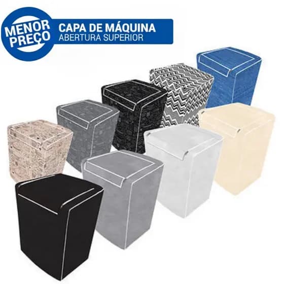 Capa Maquina de Lavar Abertura Superior COM ZIPER Diversas Estampas | DIVERSOS TAMANHOS