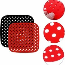 Tapete Silicone Quadrado Air Fryer Reutilizável  | Vermelho e Preto | Antiaderente, Lavável
