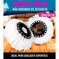 Refil para Esfregão MOP 360 Lavável Giratório Reutilizável Microfibra 13 ou 9 Litros - KIT 2 Peças