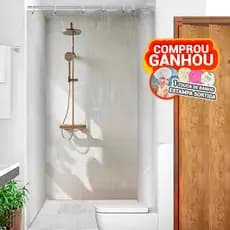 Cortina para Box Banheiro Transparente Antimofo 100% PVC Com Ganchos Chuveiro Presilhas