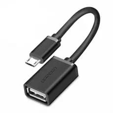 Adaptador OTG Ugreen Micro USB Macho para USB-A Fêmea 15cm – Preto, Transferência 480Mbps