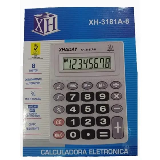Calculadora de Mesa Eletrônica 8 Dígitos XH-3181A-8 | Uso Comercial e Escritório