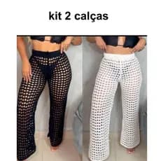 Kit  2 calça de praia croche moda Feminina verão/ Saída de praia