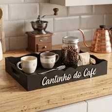 Bandeja Cozinha Decoração Cantinho do Café MDF Com Alça Casa Cozinha Escritório