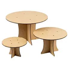 Kit 3 Boleira Mdf Redonda Trio Base para Bolo Suporte para Doces Decoração de Festa