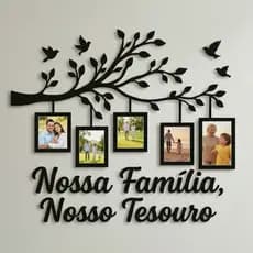 Decoração Sala Quadro Porta Retrato Parede Decorativo Mdf 40x70 Árvore Molduras Foto Família