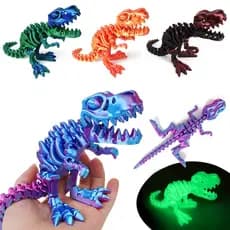 3D Impresso Dragão Conjunto Artesanato Modelo Decoração Brinquedo Fidget Rotativo Tiranossauro Rex Esqueleto Dinossauro
