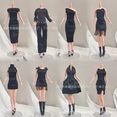 30cm 11 Polegada Boneca Preta Moda Vestido Saia Curta Vestir Brinquedo