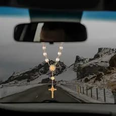 Decoração do espelho retrovisor do carro Pulseiras de pérolas de vidro Cordões Pingentes para carros