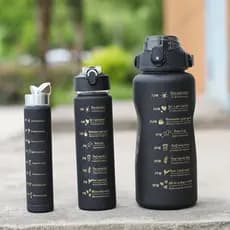 Kit 3 Garrafa Agua Squeeze Galão Com Adesivos Lembretes beber Agua