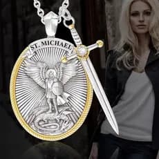 Colar de Mitologia Ocidental São Miguel Anjo Fé Amuleto Jóias Colar