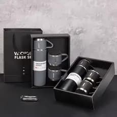 Kit Garrafa Térmica Vacuum Flask Set 500ml  Xícaras/Garrafa Térmica de Aço INOX 500ML com Tampa / para Café e Chá