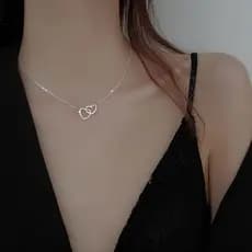 Colar de Coração Duplo de Moda Colar de Coração de Senhoras Presente de Dia dos Namorados Namorada Pingente