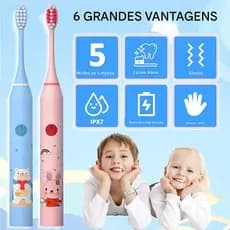 Escova Elétrica Infantil dental macia de dente Bateria Recarregável com 04 Cabeças Escovas Vibratória