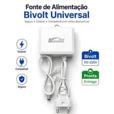 Fonte de Alimentação 12V 2A Bivolt para Câmera de Segurança à prova d'água Plug 5,5mm