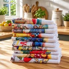 10 PANOS De Prato COMBATE Com Bainha GRANDE 35 cm X 60  Cm  Pano 100% Algodão Estampas Variados